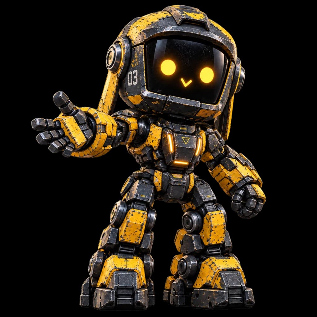 BattleBots mascot waving hello from the right edge